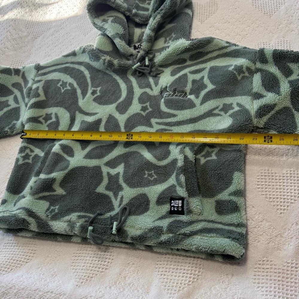 aLab Green Warpy Star Fleece Cropped Hoodie (M) - Picture 6 of 7
